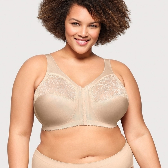 Glamorise Other - Glamorise wire free wireless front closure tan nude bra sz 48 C new WL187